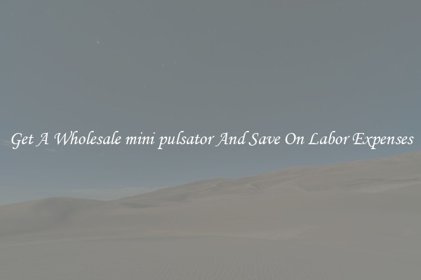 Get A Wholesale mini pulsator And Save On Labor Expenses